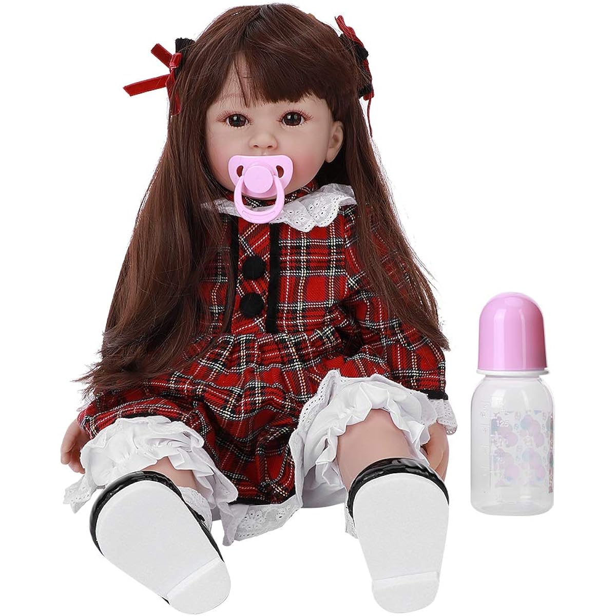 Realistic Reborn Baby Dolls, 60cm Baby Reborn Dolls Soft Silicone Cloth Body Girl Baby Doll Lifelike Baby Dolls Kids Birthday Gifts (Brown Eyes)