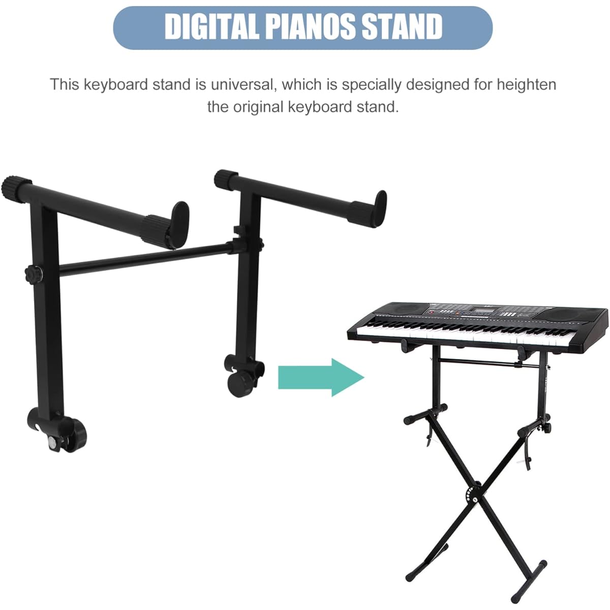 1 Set 2 Tier Keyboard Stand 2 Tier Keyboard Stand Adjustable Width 45~75cm/16.5~29.5inch Keyboard Stand Extension Iron 2 Tier Keyboard Stand