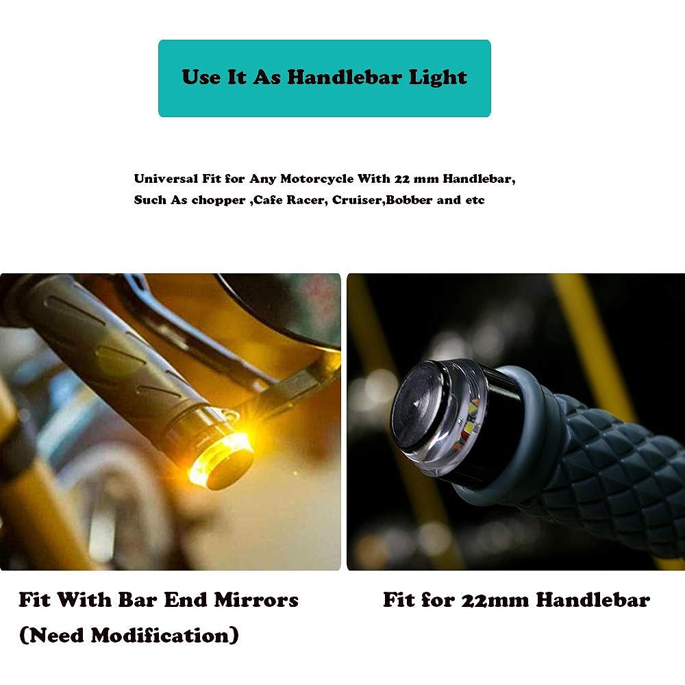 Motorcycle Handlebar End Light 12 LED Turn Signal Lamp Scooter Turn Signal Flasher Resistor Front Rear Light Assembly for Chopper Cruiser Classic Vintage Motorcycle