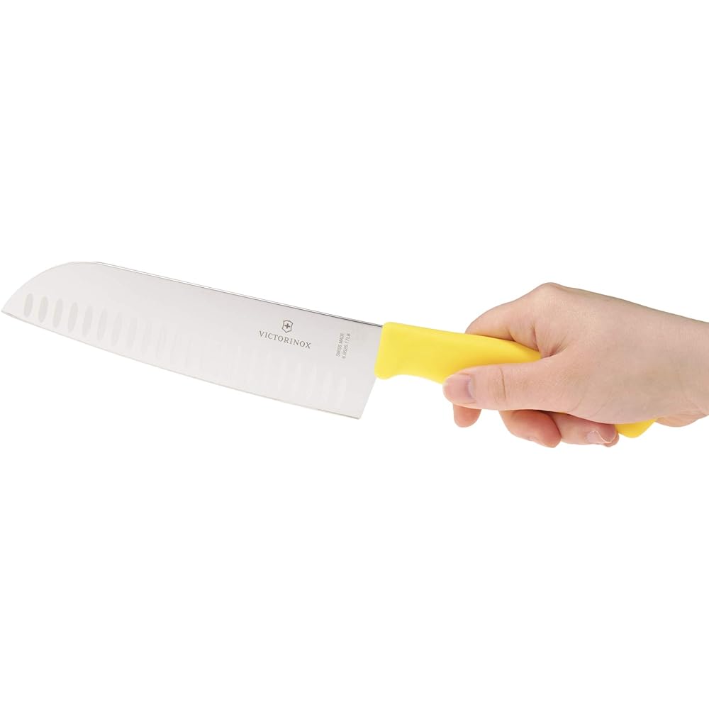 VICTORINOX Santoku Knife Grooved 17cm Yellow Swiss Classic Universal Knife 6.8526.17L8-X1