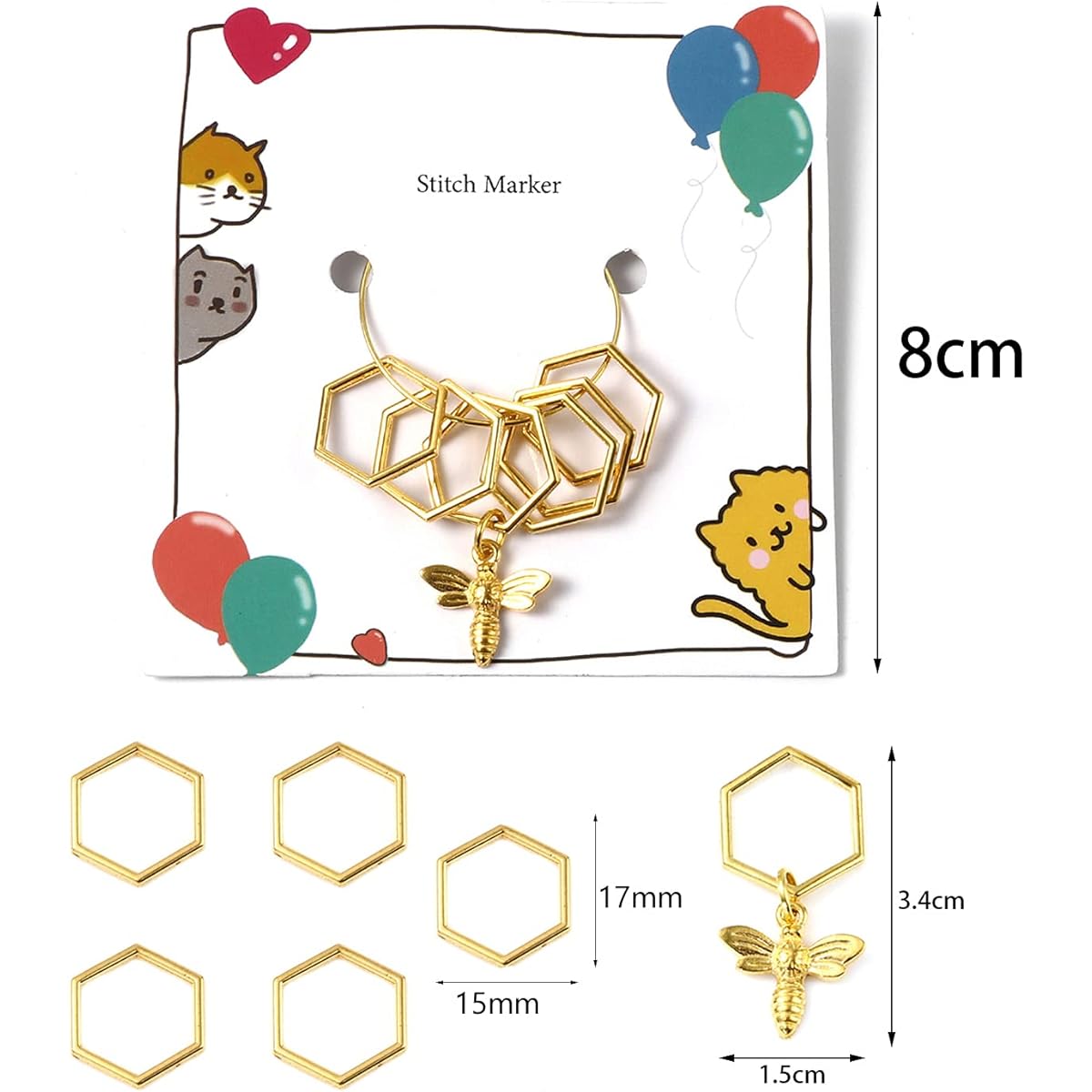 DoreenBeads 30 Pieces Hexagonal Stitch Markers Anti-Snag Crochet DIY Knitting Crochet Handmade Crafts Gold