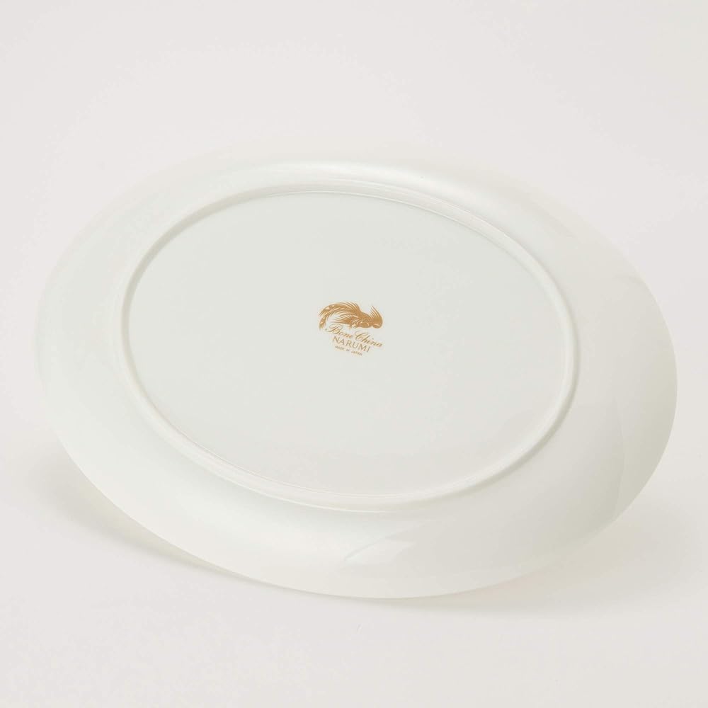NARUMI Plate, Chinese Cooking Tableware, 35cm, White, Simple, Lunch Plate, One Plate, Large Plate, Deep Dish, Deep Oval Plate, Microwave Warmable, Made in Japan, Gift Box Included, 9000-1877