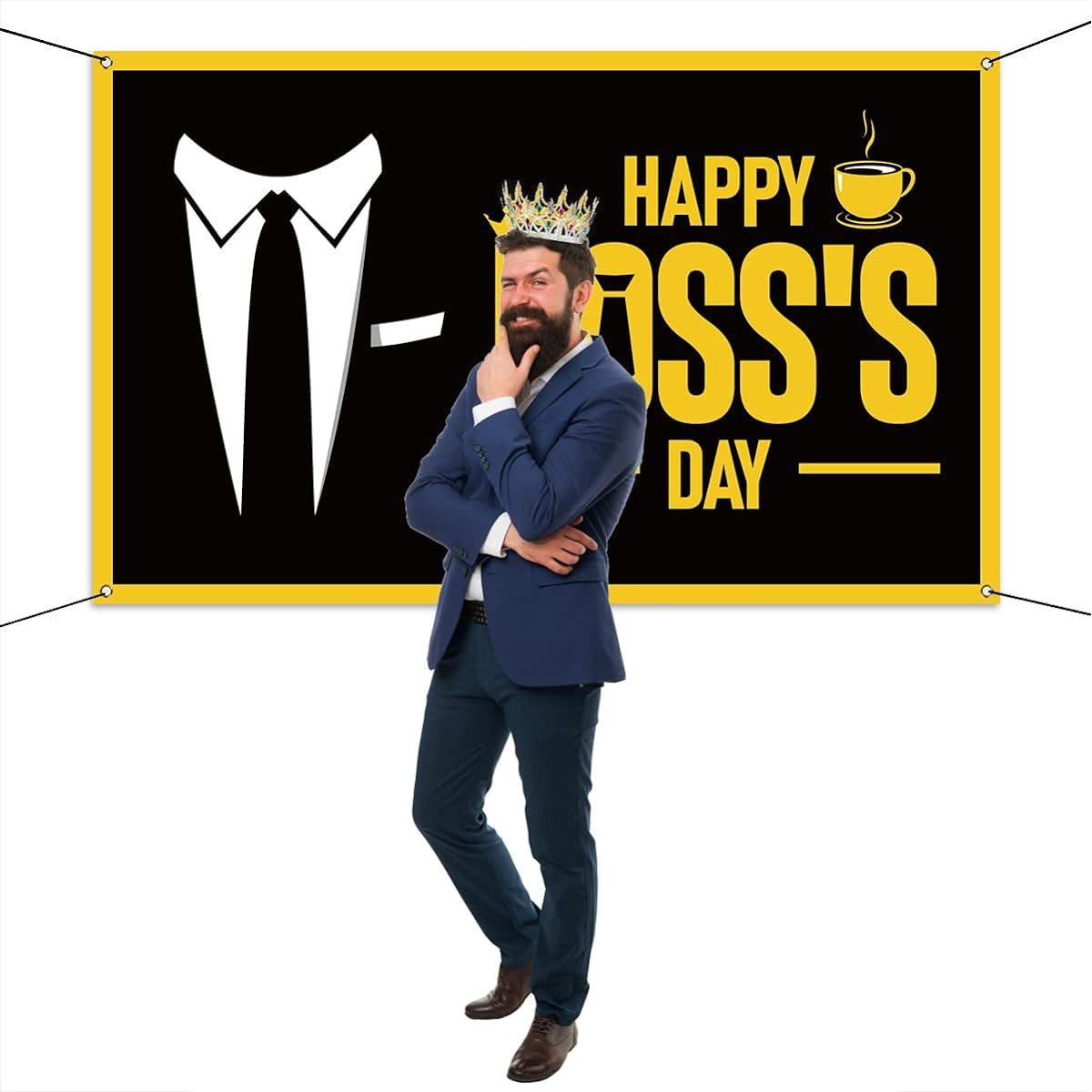 Nepnuser Happy Boss's Day Photo Booth Backdrop Best Boss Ever Office Photo Background Wall Decoration