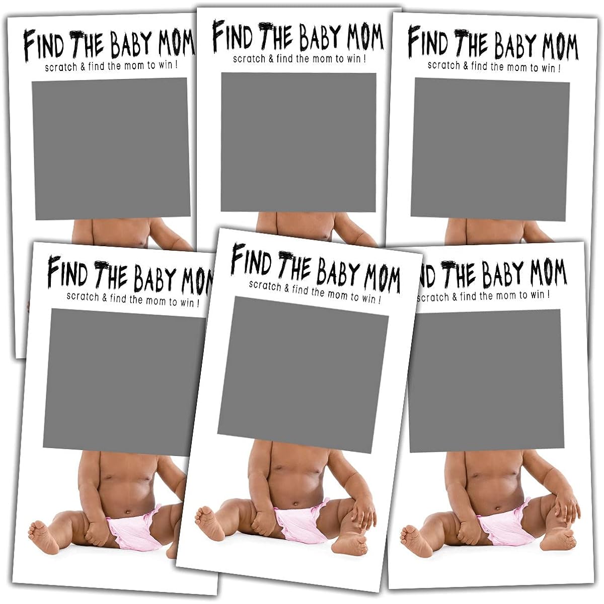 Baby Shower Game - "Find the Baby Dad" Scratch-off Celebrity Cards, Baby Shower Party Game Supplies - 36 Cards (MA02-heiR)