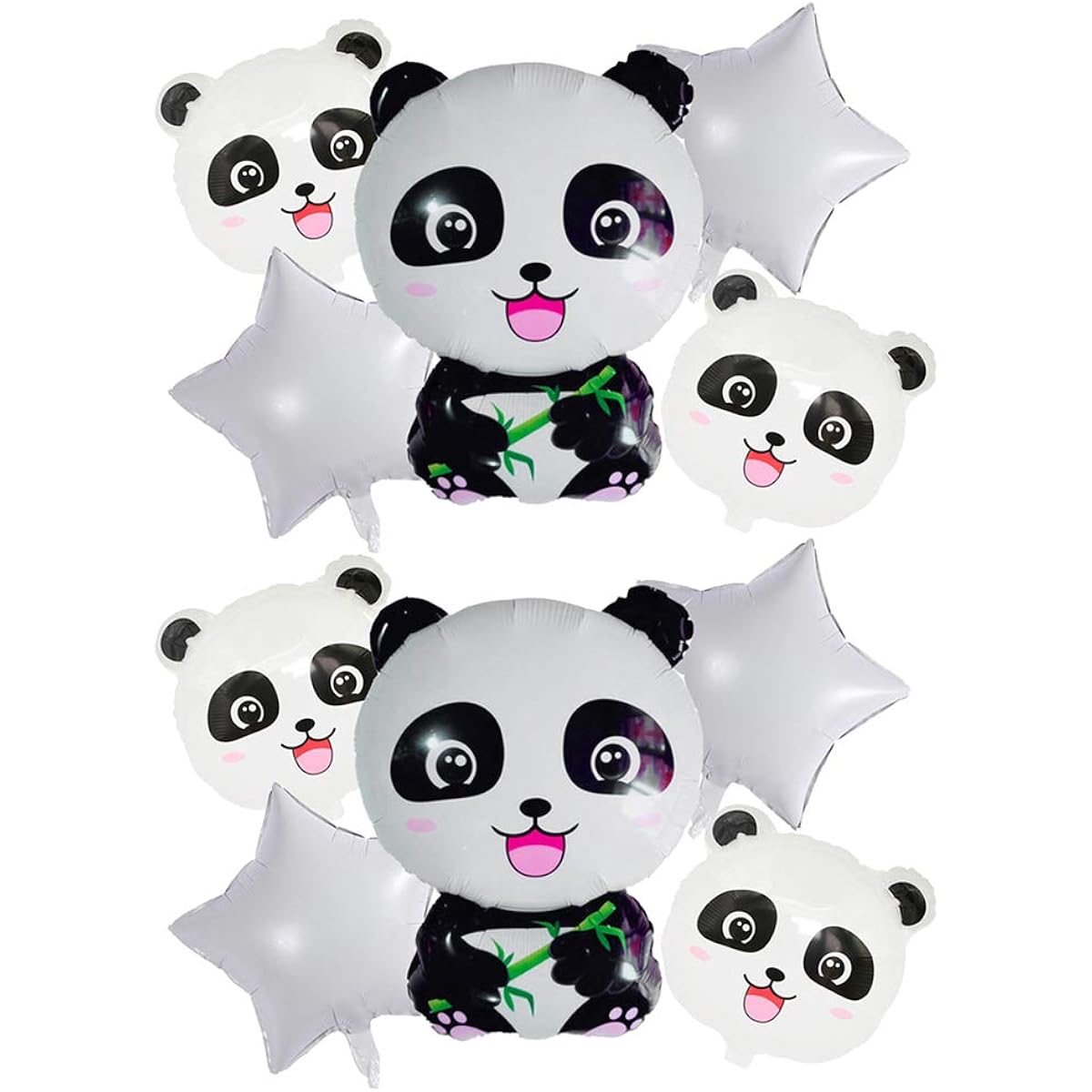 NUOBESTY Panda Star Aluminum Foil Balloon Set Panda Girl Boy Supplies Foil Balloon Jungle Safari Animal Theme B-Day Party Decorations Kids B-Day Party Decorations