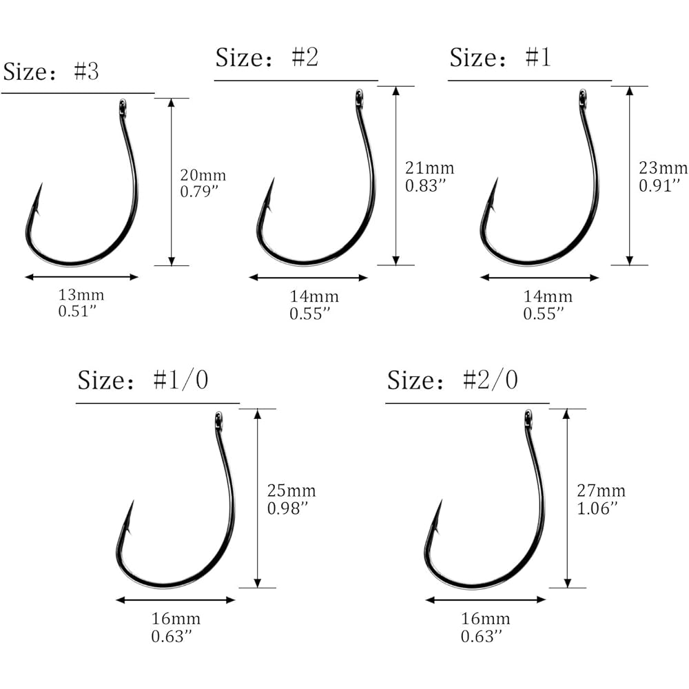 THKFISH 50pcs/100pcs Fishing Hooks Swordfish Salmon Red Snapper Fishing Hook DropShot Hook Offset Circle Hook for Fishing #3#2#1 1/0 2/0