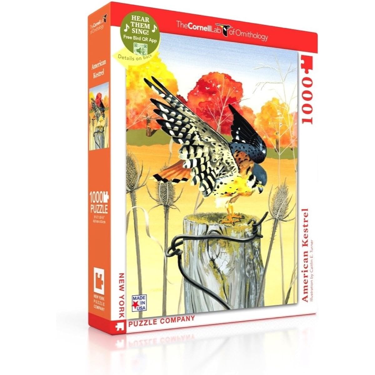 New York Puzzle Company Cornell Lab American Kestrel 1000 Piece Jigsaw Puzzle