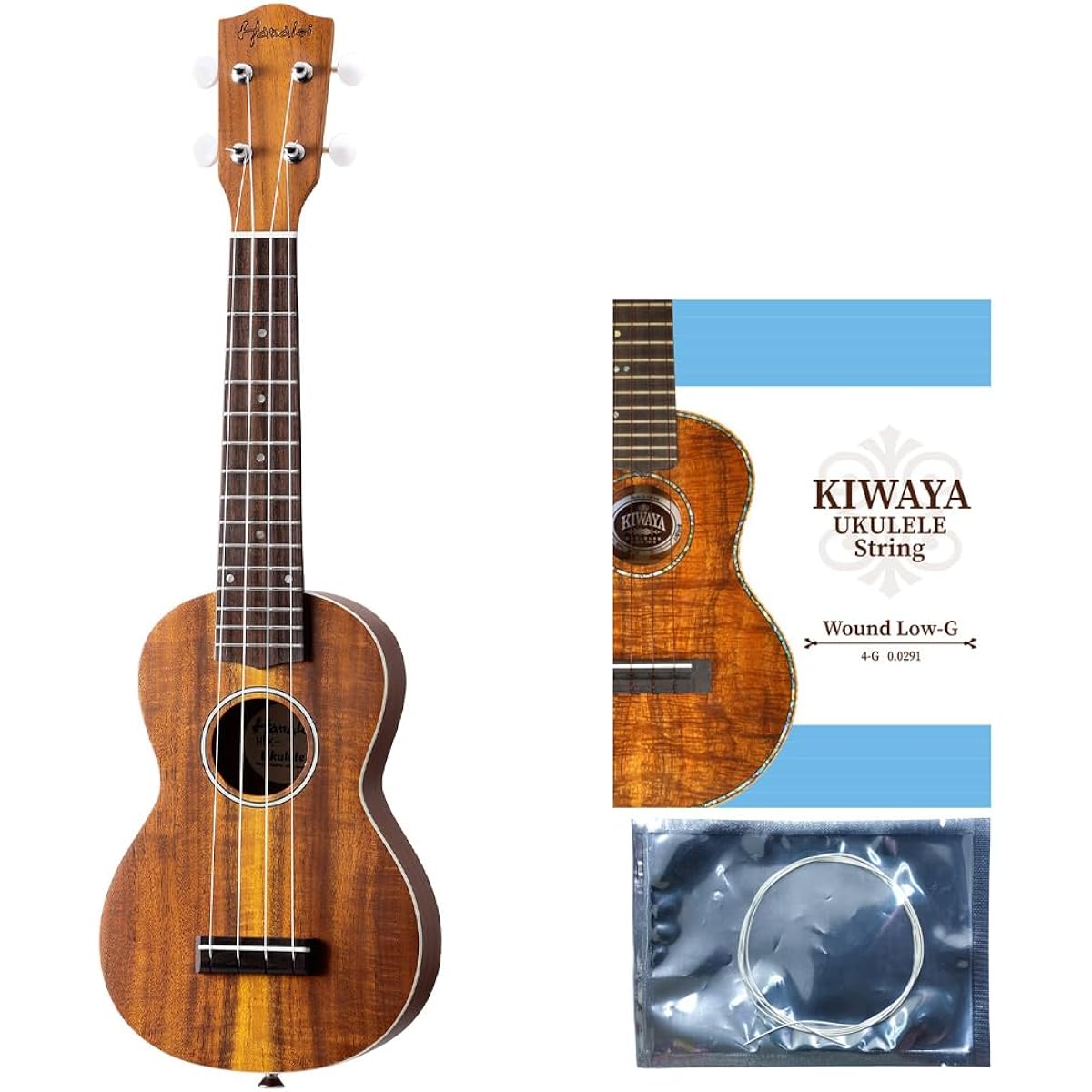 Hanalei HUK-300 Natural Matte [With replacement Low-G string] Ukulele Soprano Acacia core Solid top Hanalei