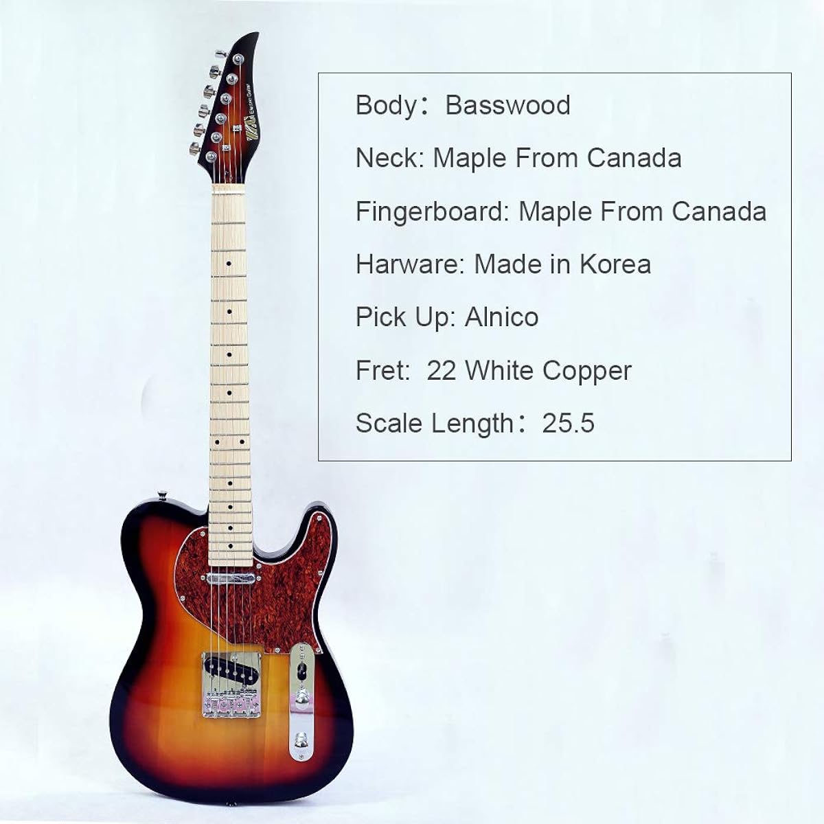 New electric guitar Linden wood body Maple neck Maple fingerboard Aluminum Nickel Koval pickup Sun-faded color