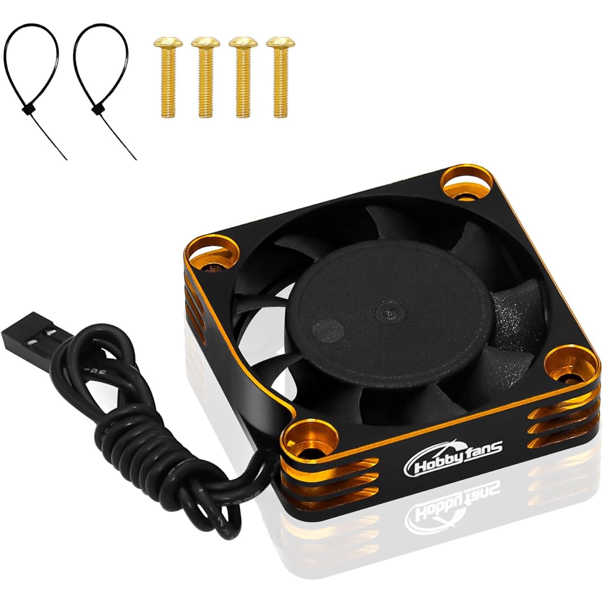 Hobby Fans 40mm RC Cooling Fan 28000RPM Brushless ESC Aluminum Motor Cooling Fan for RC Car 1/8 1/10 540 550 F540 3650 3660 Motors Gold