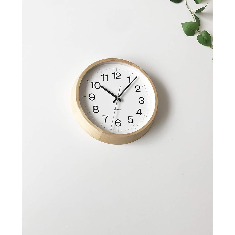 KATOMOKU muku clock 16 Hinoki radio clock continuous second hand km-113HIRC φ306mm (radio clock)