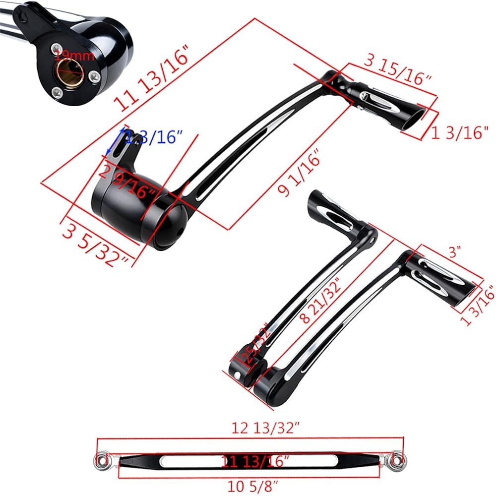 Combo Black Brake Arm + Toe Heel Gear Shift Lever + Gear Billet Linkage + Shifter Peg for 2014-2017 Harley Touring