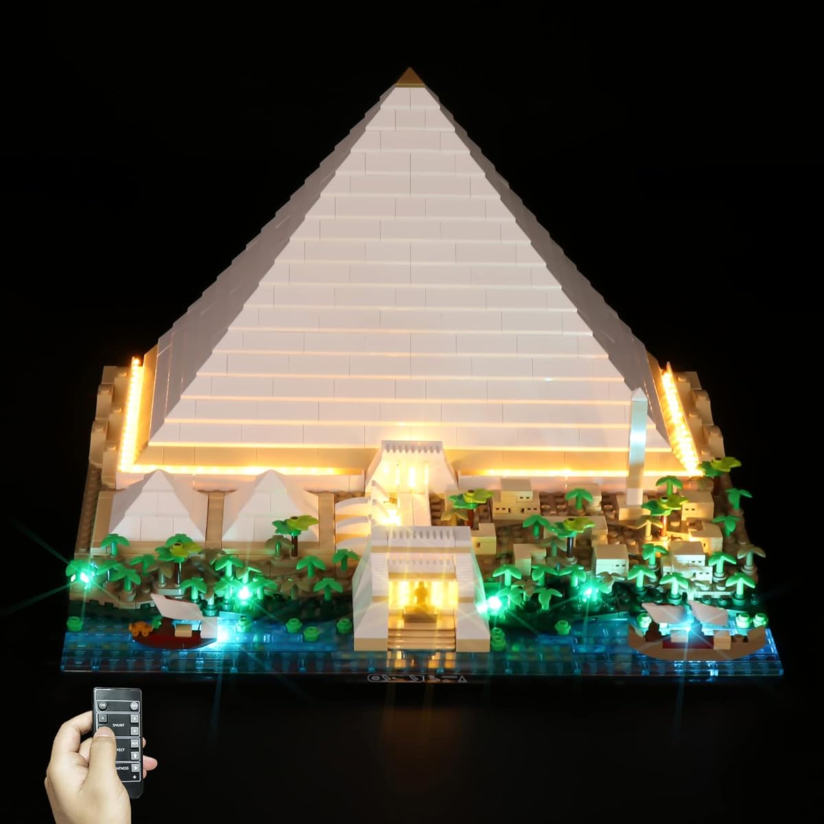 Rorliny LED Light Kit Lego Architecture Landmark Collection Great Pyramid of Giza 21058 Building Set Lighting Set Compatible with Lego 21058 Remote Control Version (Lights Only, No Lego Model)