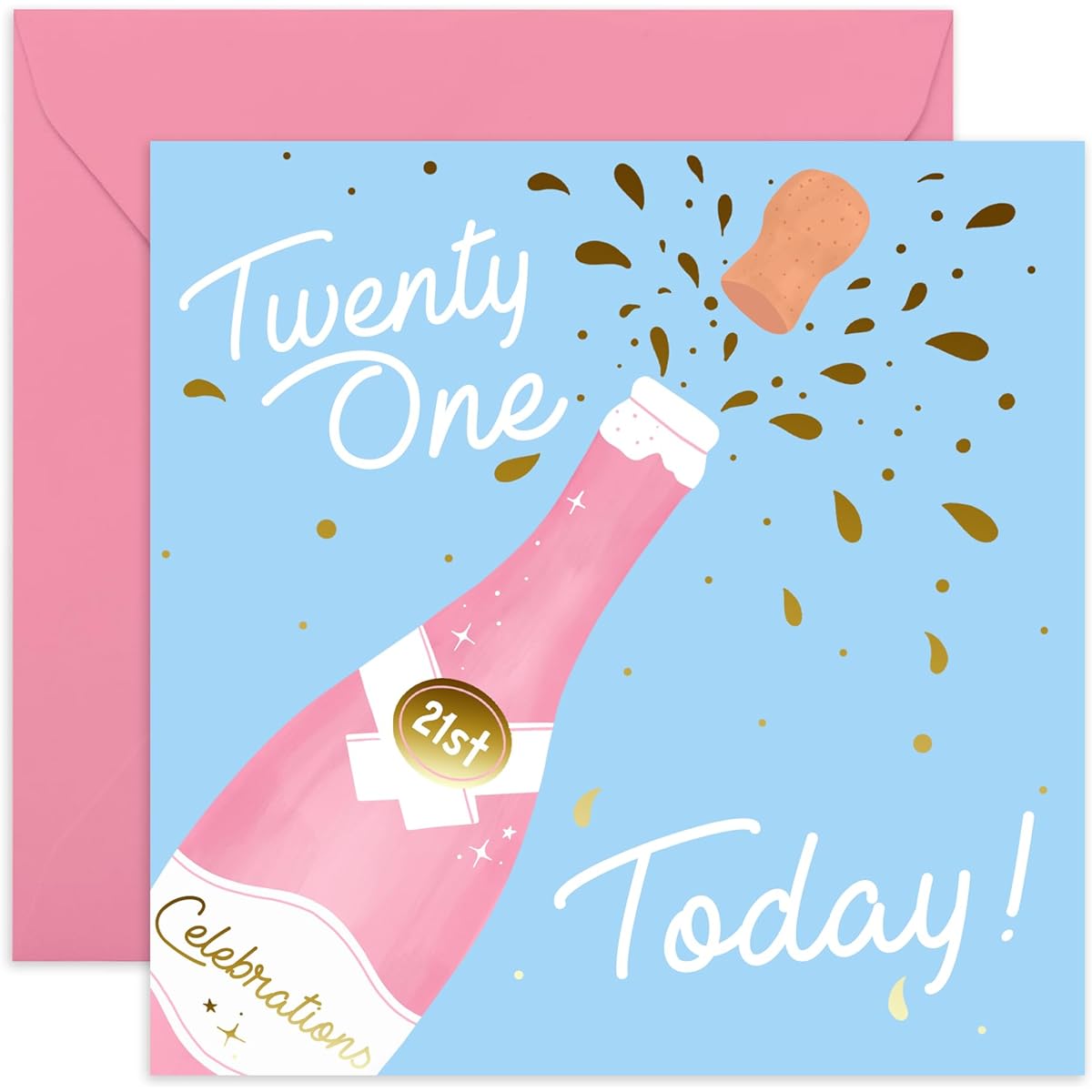 Central 23 - Cute Birthday Card - "Twenty One Today, Happy Birthday" - Cute Birthday Card for Her - 21st Birthday Card - Sister Birthday Card - Fun Stickers Included