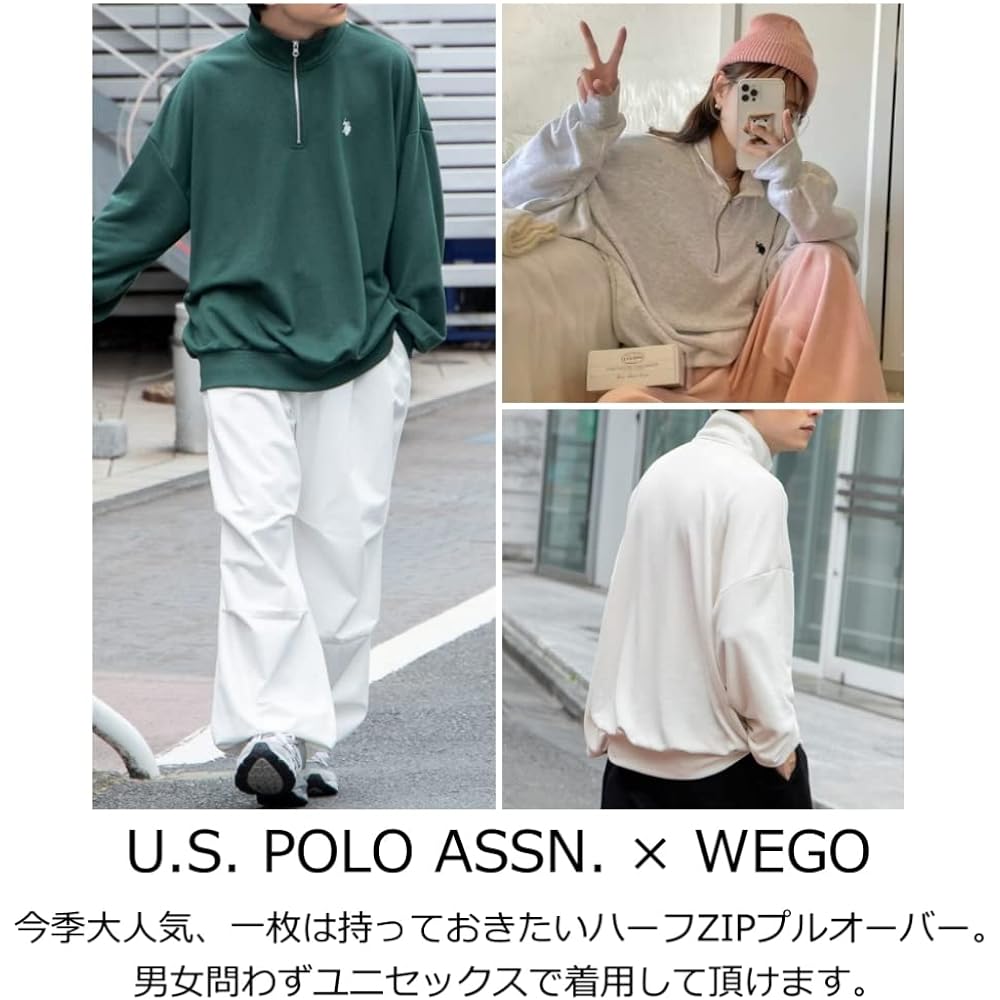 [WEGO] WEB Exclusive Custom Made U.S. POLO ASSN. Sweatshirt Men's Half Zip Sweat Sweater Knit Long Sleeve Clothes One Point Embroidery Plain Tops Korean Street Ladies Gift Present Spring Clothes Autumn Clothes Winter Clothes Spring Autumn Winter Men's