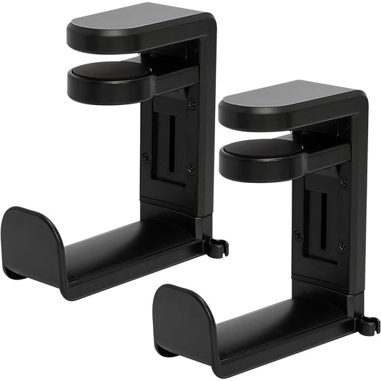 Worukio Premium Adjustable Headphone Stand PC Gaming Headset Universal Fit Headphone Holder Hanger Mount Earpiece Hook Cable Clip Organizer Pack of 2