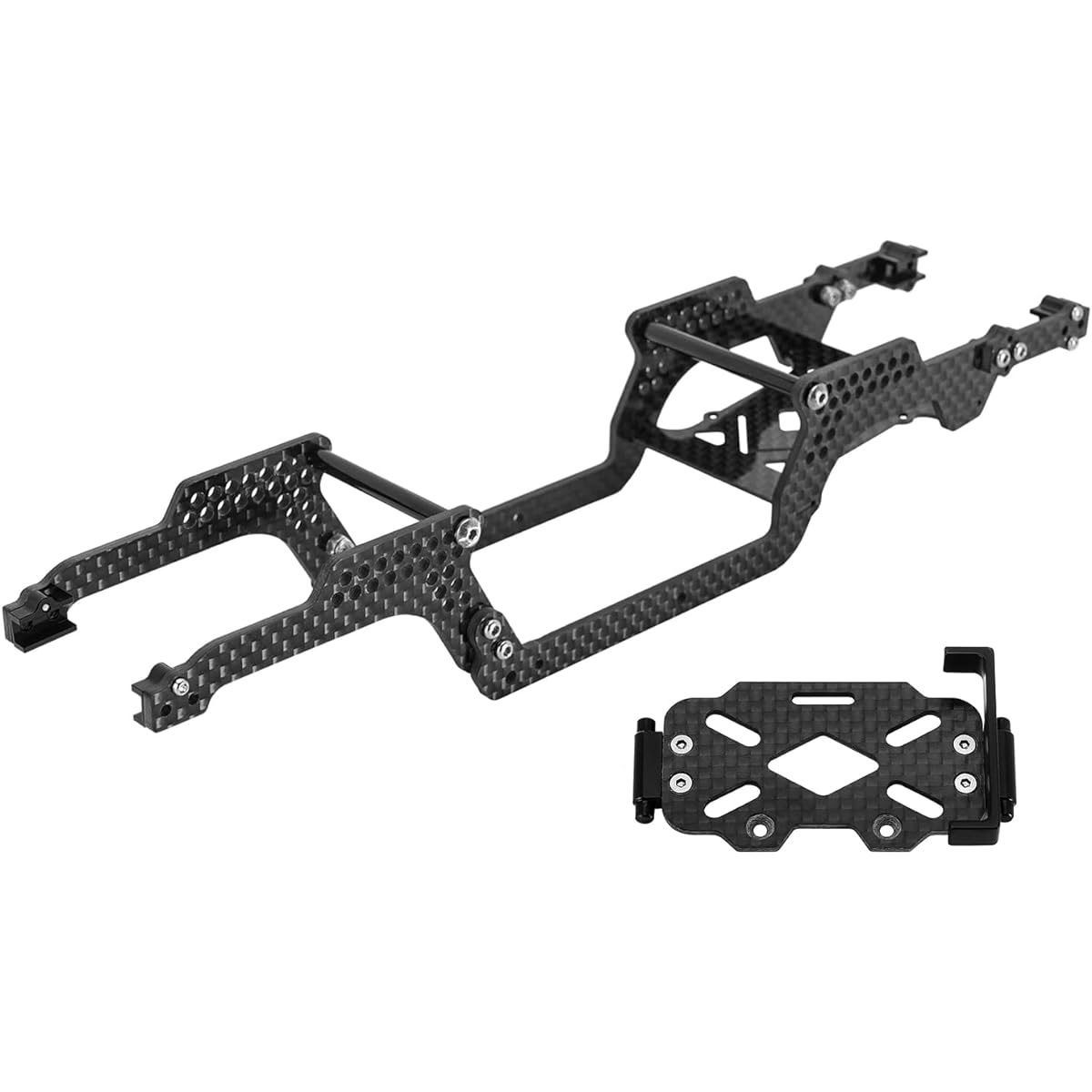 INJORA LCG Carbon Fiber Chassis Frame Kit with Battery Tray for 1/18 TRX4M Defender Bronco K10 F150 RC Crawler Upgrade