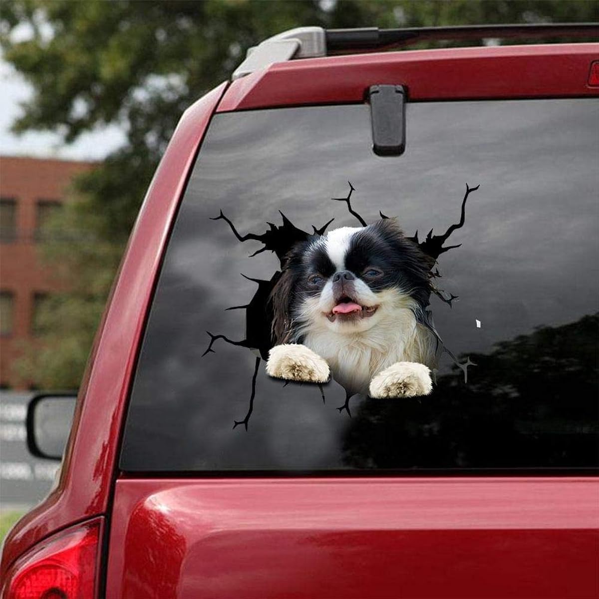 Ocean Gifts Japanese Chin Car Decal Dog Car Stickers Set of 2 Realistic Japanese Chin Stickers for Car Windows Wall Series 79 Sizes 12" x 12"