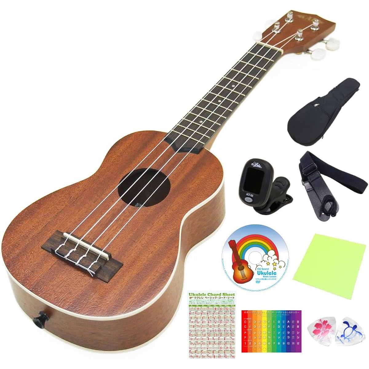 KALA Kala Ukulele KA-S Soprano Beginner 9-piece Set Mahogany Ukulele (US Brand) (Sweet Tone) (u)