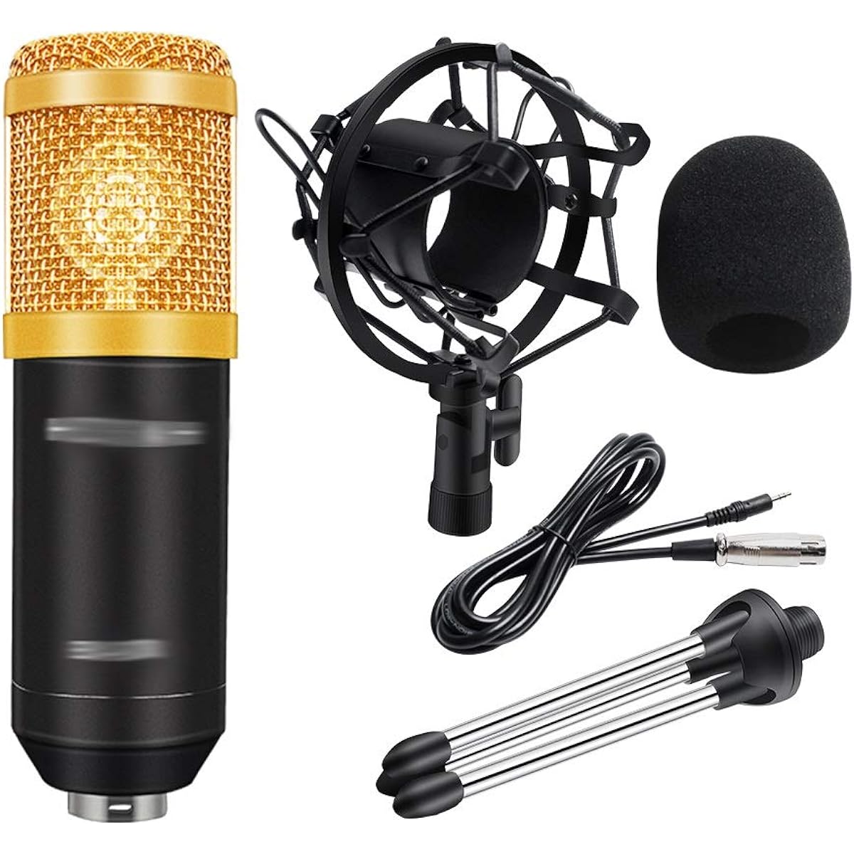 3Pcs/Set Tripod Metal Microphone Condenser with Stand Computer PC Laptop for Live Broadcast