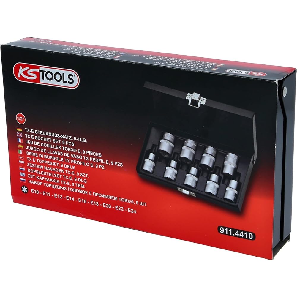 KS TOOLS 1/2" TX E Socket set 9 pcs E10-E24 1/2" TX E Socket set 9 pcs E10-E24 911.4410