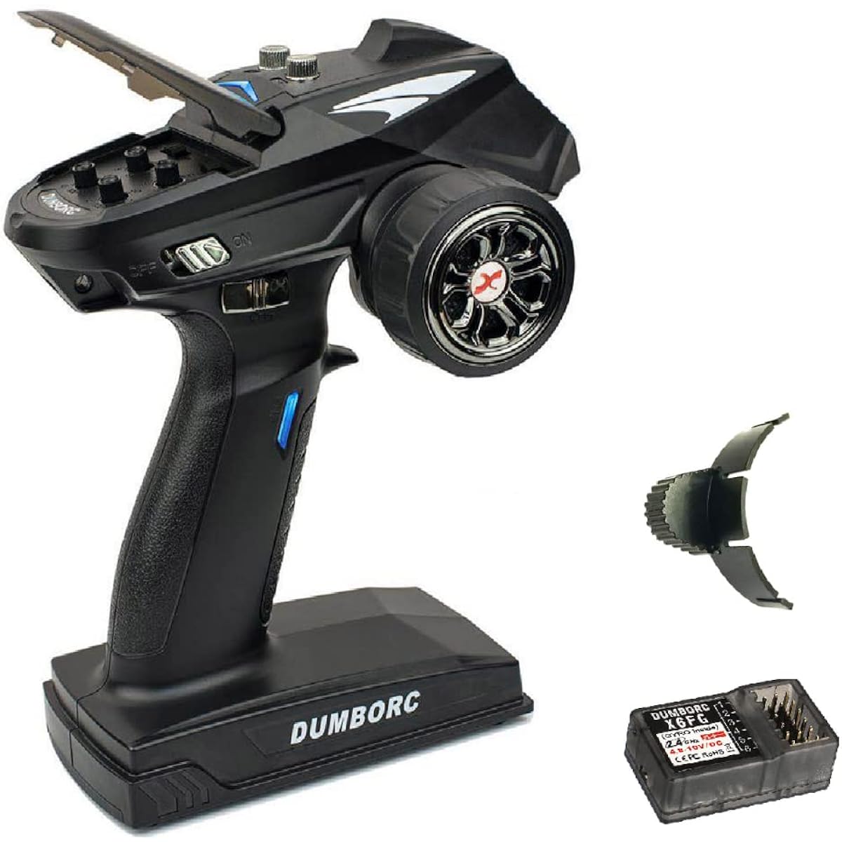 DUMBORC-X6 2.4Ghz 6 Channel RC Transmitter Receiver with Low Power Alarm and Out of Control Protection for RC Radio Controller Remote Car/Boat/Tank Mixed Mode Remote Controller (Except GYRO)