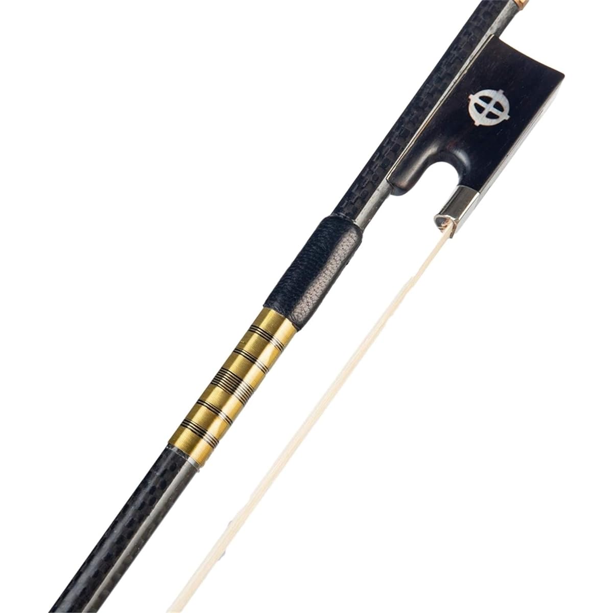 Violin Bow 4/4 Size Violin/Fiddle Bow Grid Carbon Fiber Grip White Mongolian Horse Air Ebony Frog for Concert