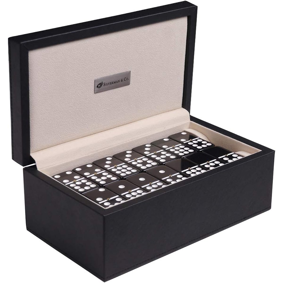 Silverman & Co. Double 9 Large Black Domino Set - Black Case