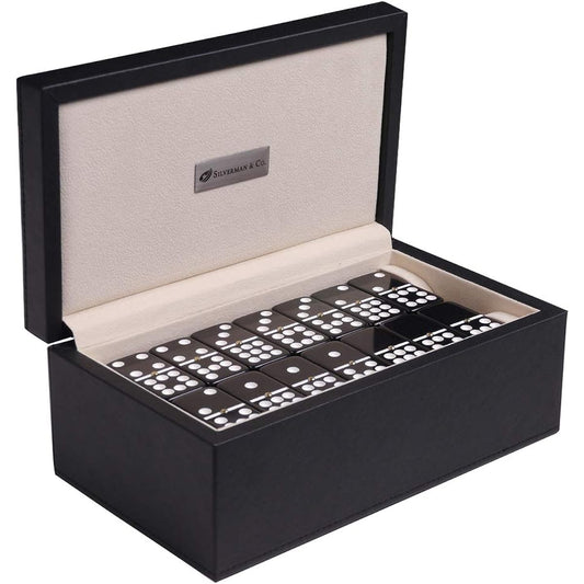 Silverman & Co. Double 9 Large Black Domino Set - Black Case
