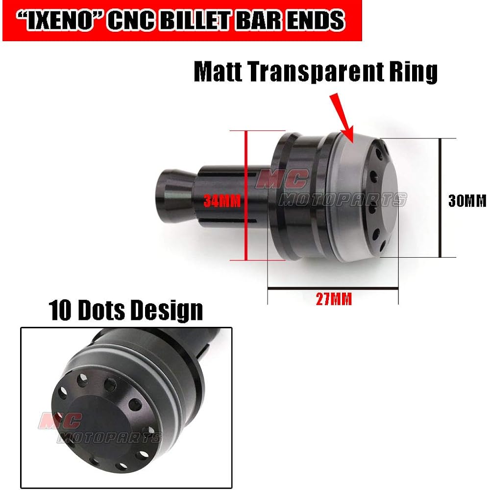 MC MOTOPARTS Black CNC Bar End Lighting Red Brake Light Compatible with MT-10 YZF-R 125 TDM900 XSR 700 900 MT-07 MT-09