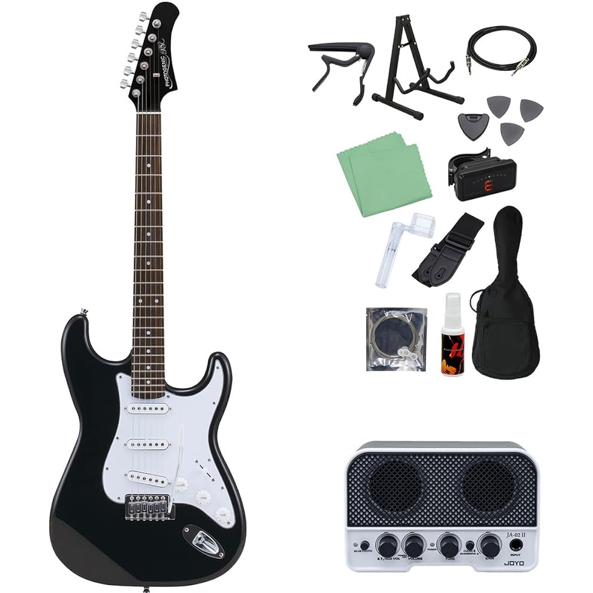 Photogenic ST180 HBK Electric Guitar Beginner 14-piece Set [Includes Bluetooth Mini Amplifier] Stratocaster Type Photogenic