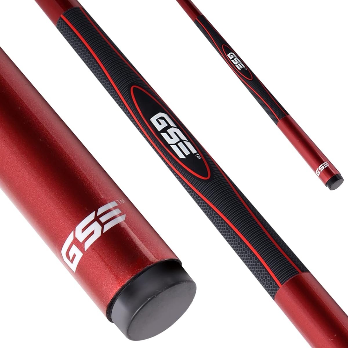 GSE 58" 2 Piece Fiberglass Graphite Composite Billiard Pool Cue Stick for Men and Women Billiard Cue Stick for Home, Commercial and Bar (Red 21oz)