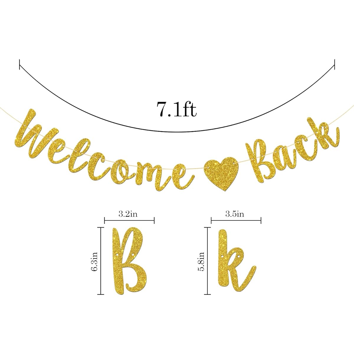 Talorine Welcome Back Banner for Home Theme Party Back to School Retirement Party Decorations (Gold Glitter)