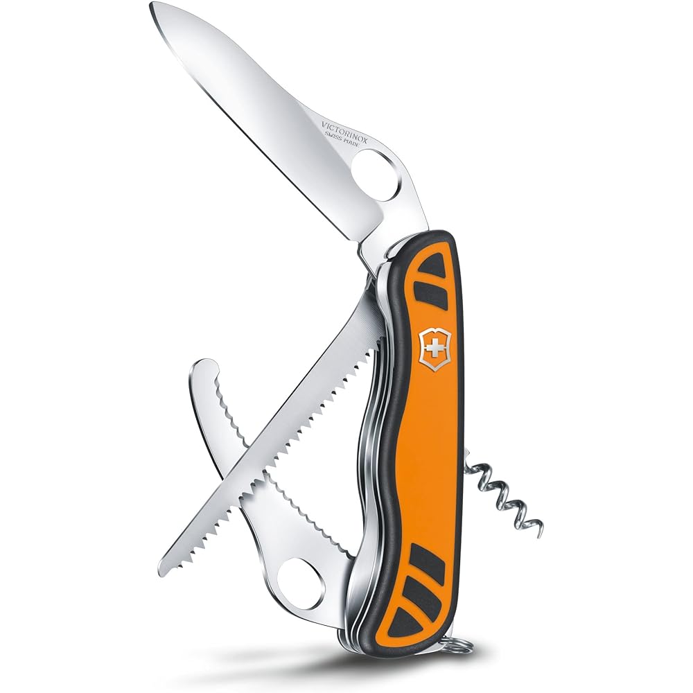 VICTORINOX Hunting XT Grip Orange/Black Swiss Army Knife Multifunctional Knife Outdoor Camping Gutting Blade with Saw Swiss Made Multi-Tool Jutoku Knife with 6 Functions [Domestic Genuine Product] 0.8341.MC9