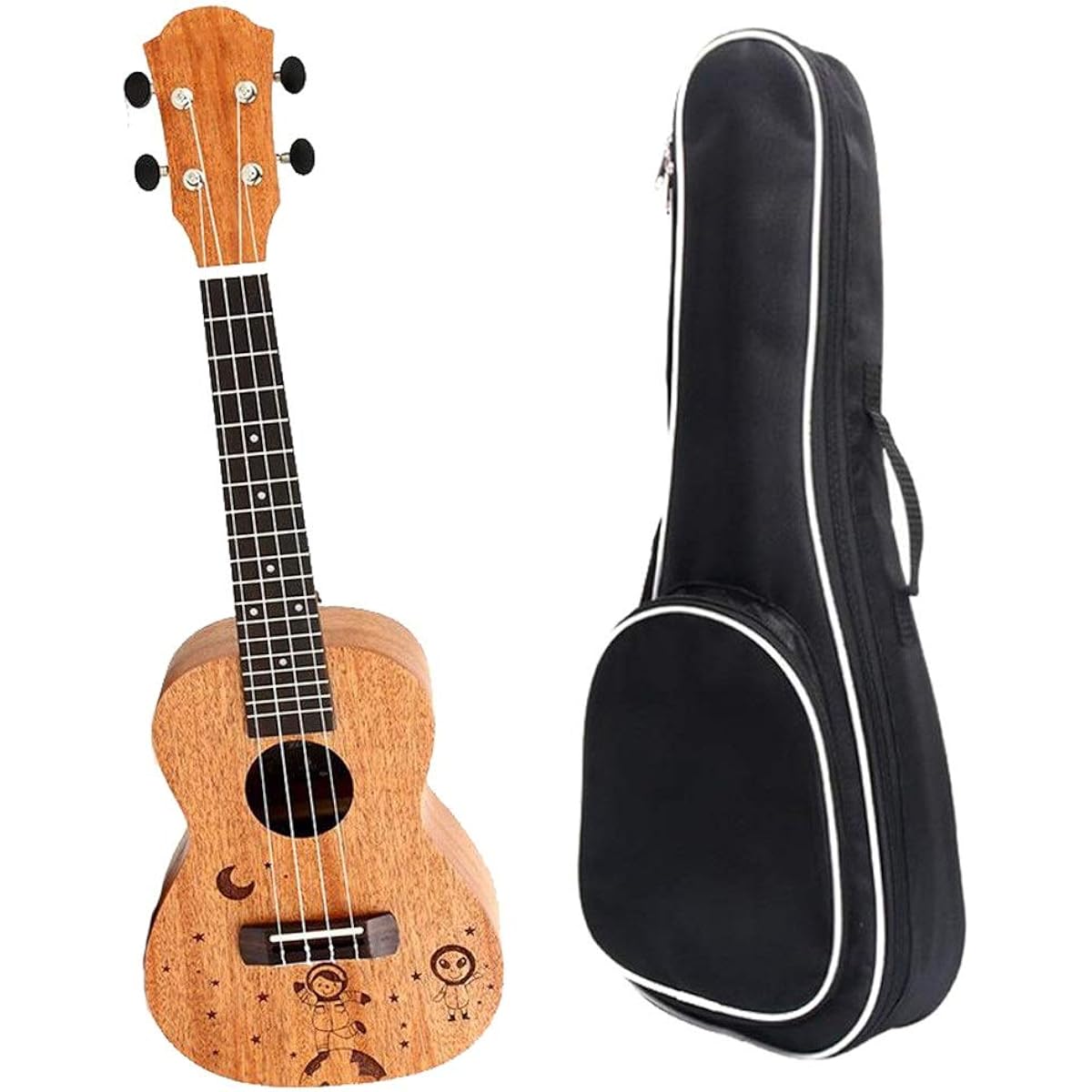 Concert Ukulele 23 Inch Traditional Concert Ukulele Mahogany Wood Hawaiian Kids Small Guitar with Gig Bag Ukulele for Beginners Ukulele (Color: Wood, Size: 23 inches)