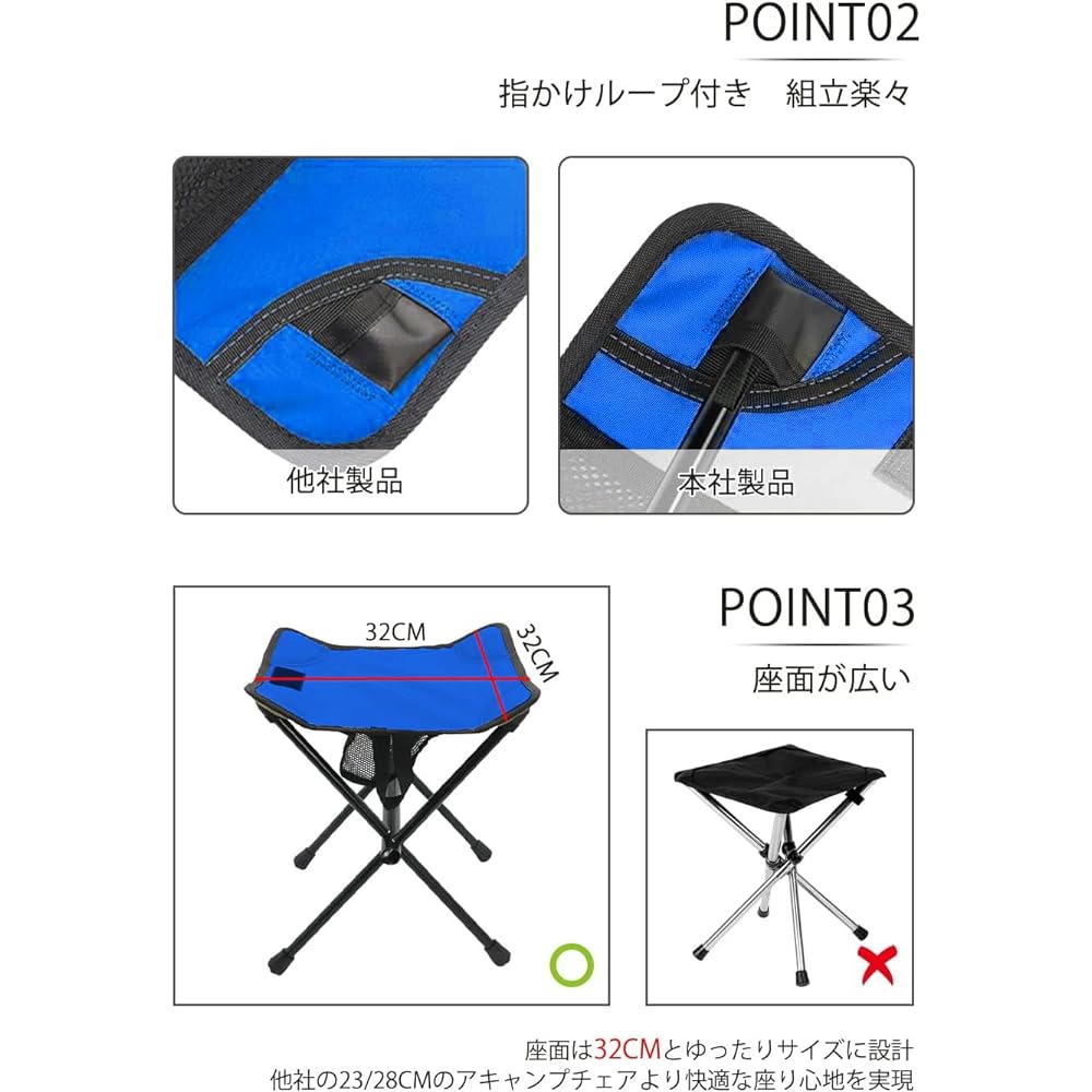 HADUKI Outdoor Chair, Folding Chair, Camping Chair, 3-Way Use, Compact, Ultra Lightweight, Load Capacity 100kg, Aluminum, Portable, BBQ, Fishing, Climbing, Camping, Park Lunch, Sports Day, Outdoor/Indoor Folding Chair (Blue, 1 Pack)