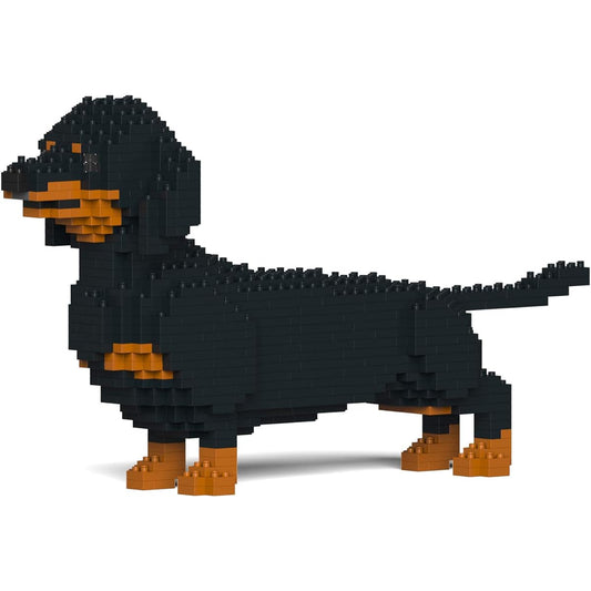 A block toy that lets you create realistic animal objects. A toddling dachshund. 33.8 x 8.8 x 17.9 cm (height). Sturdy blocks secured with screws. For adults. 3D puzzle. Won't fall apart. Interior accessory. JEKCA Enver Hellook