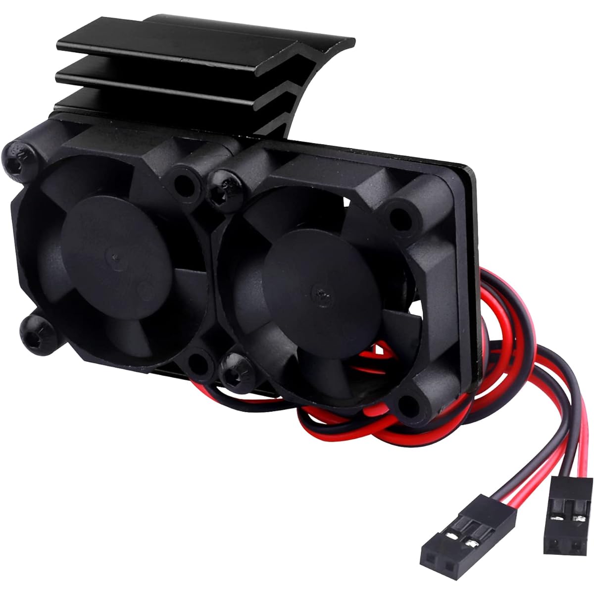 HobbyPark Aluminum 540 Motor Heatsink with Cooling Twin Fans for 550 3650 Size Brushless Engine Motor for 1/10 RC Car Truck Buggy Crawler (Black)