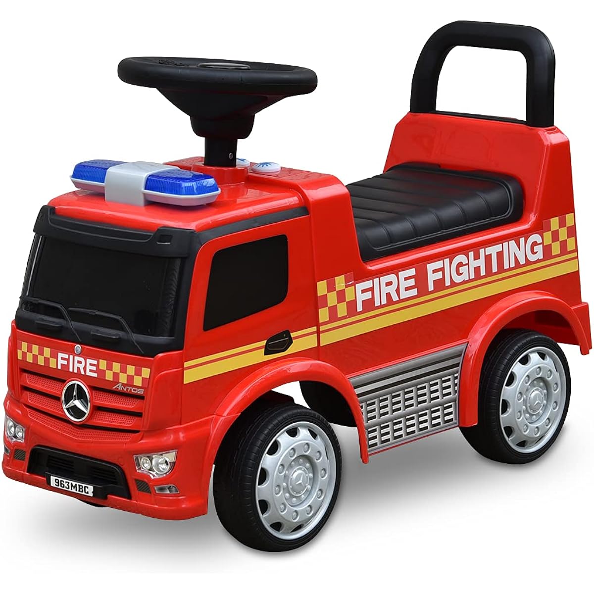 Mercedes-Benz Official Ride-on Toy Fire Truck Antos [Red] Ride-on toy, kick-start, idling sound, illuminated headlights, backrest, anti-tipping, seat opening/closing, storage, toy