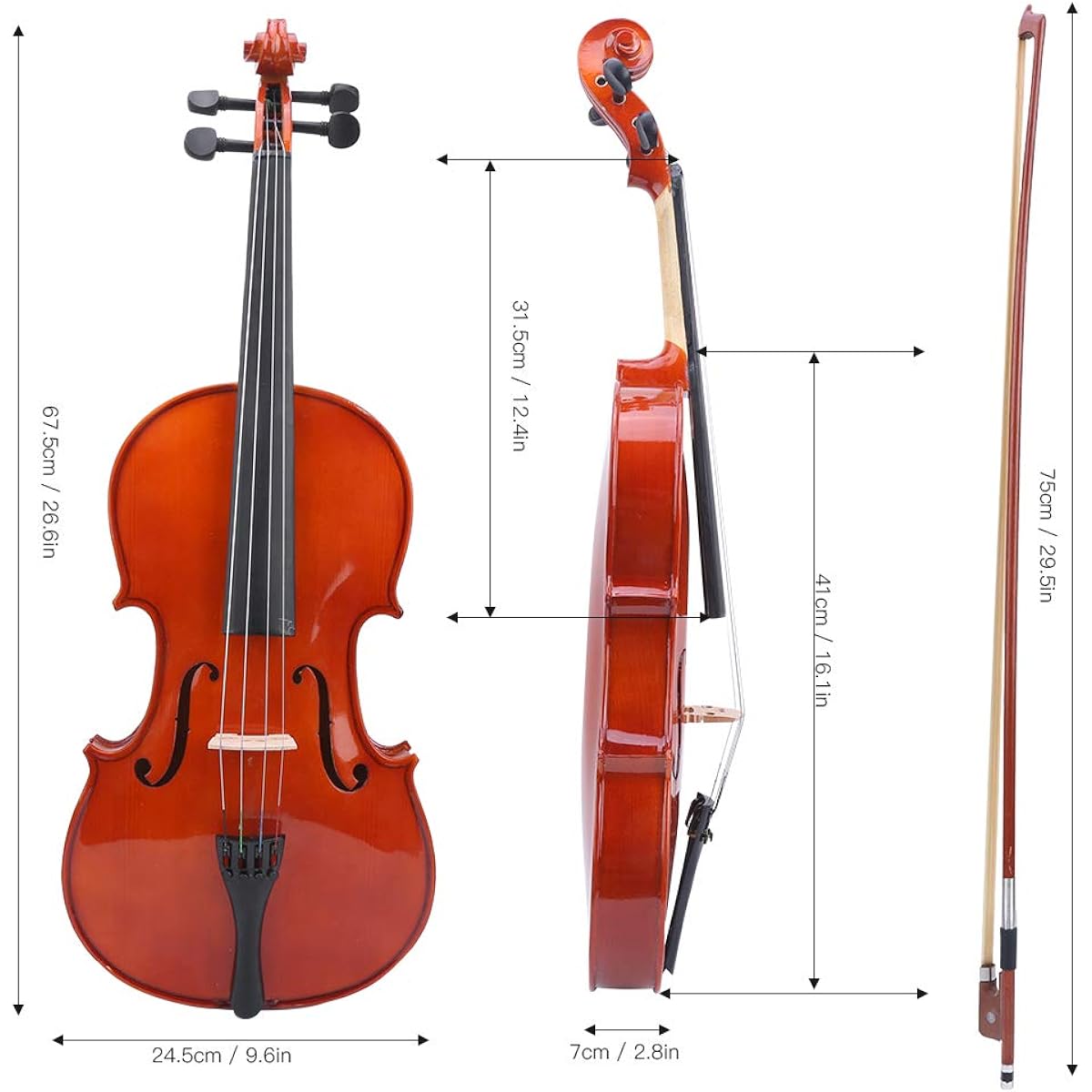Viola 16 Inch Natural Color Spruce Viola with Bow Bridge Rosin Case for Music Lovers String Instrument
