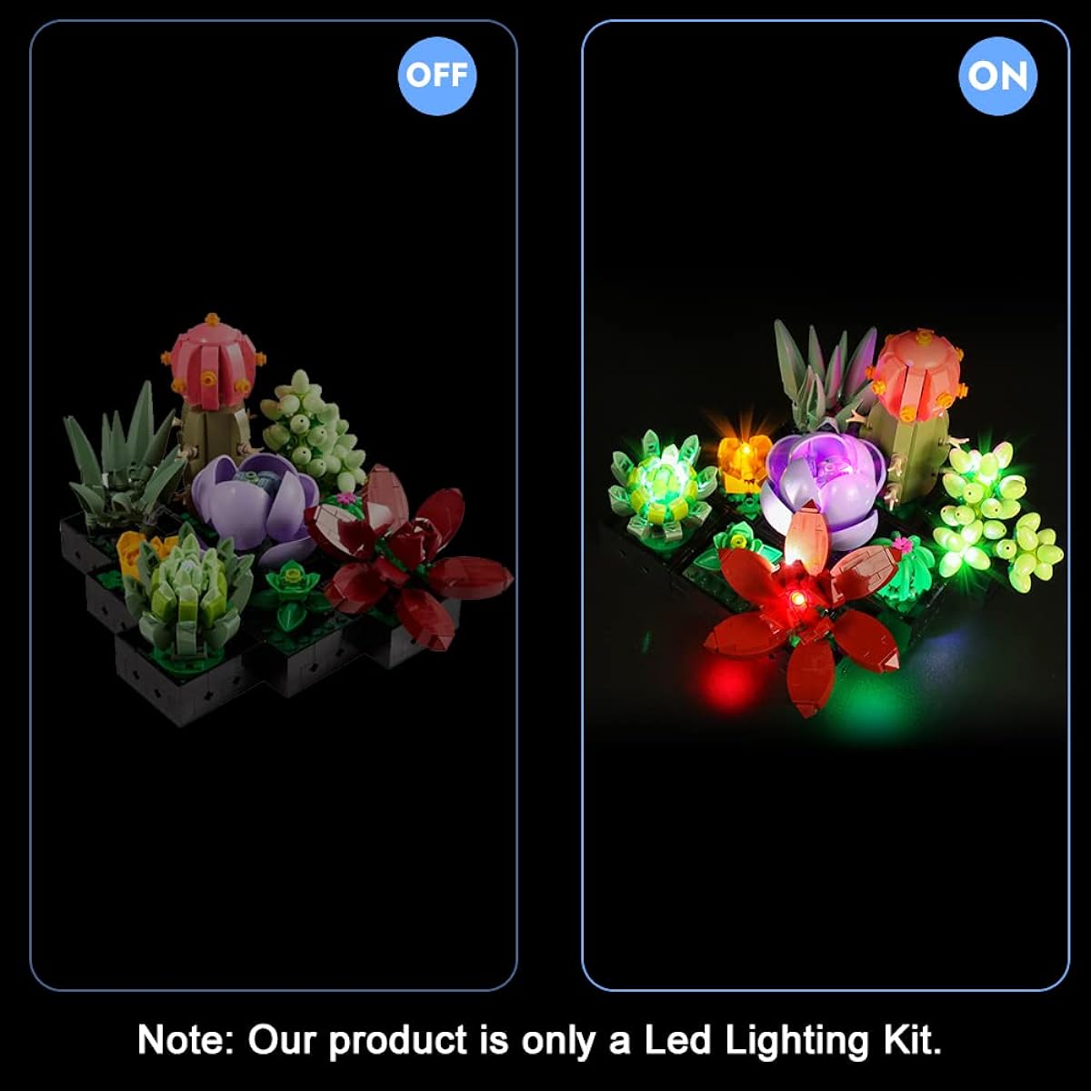 VONADO LED Light Set for Lego Succulents 10309 Plant Decoration Building Set (Lego Not Included) Music Version Decoration DIY Lighting Kit Set for Lego Plants and Flowers Creative Toy Light