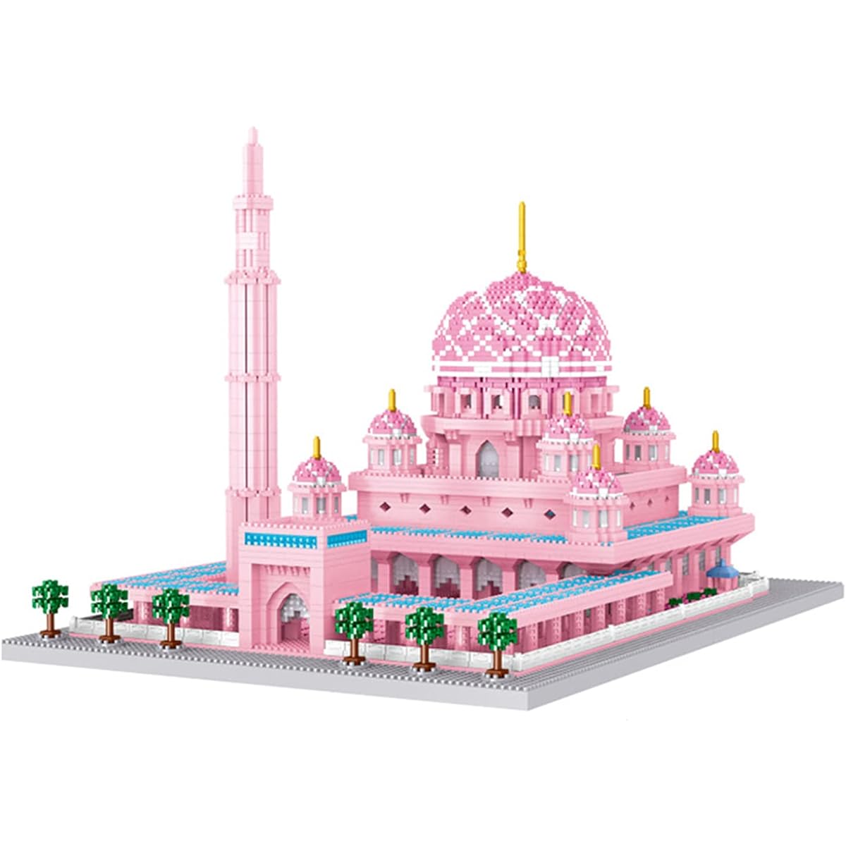 Famous Architecture Pink Mini Temple Set 3D Model (5930 Pieces) Micro Diamond Block Toy for Gift