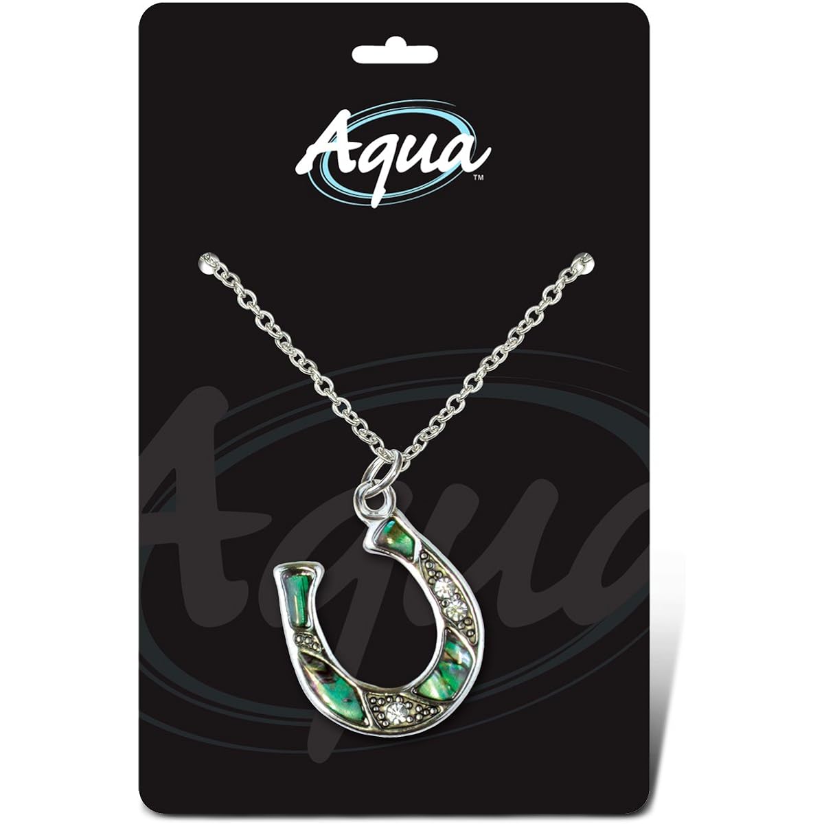 Puzzled Link Necklace - Style Chain 18" - Horse Shoe New Zealand Paua Shell Fashionable Necklace/Pendant Jewelry Collection - Symbolic - Unique Gift, Souvenir - Item #6750