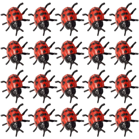 30pcs Plastic Ladybug Small Ladybug Figurine Ladybug Craft Toy Fake Ladybug Realistic Ladybug Model Toy Halloween Photo Props Decoration Pranks and Tricks Toy