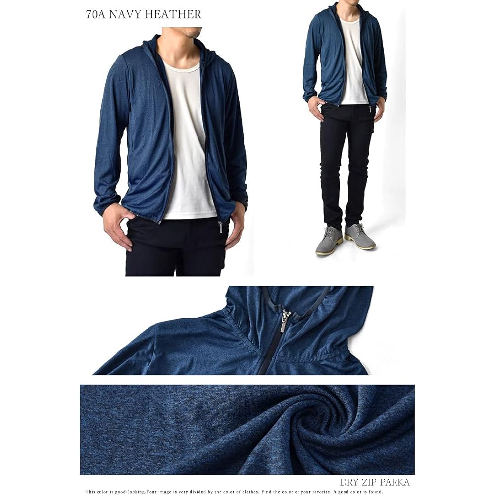 [Aruge] Cation Dry Sweat Absorbent Quick Drying Cool Touch UV Protection UPF50+ Zip Parka Rush Parka Men's / A2Q