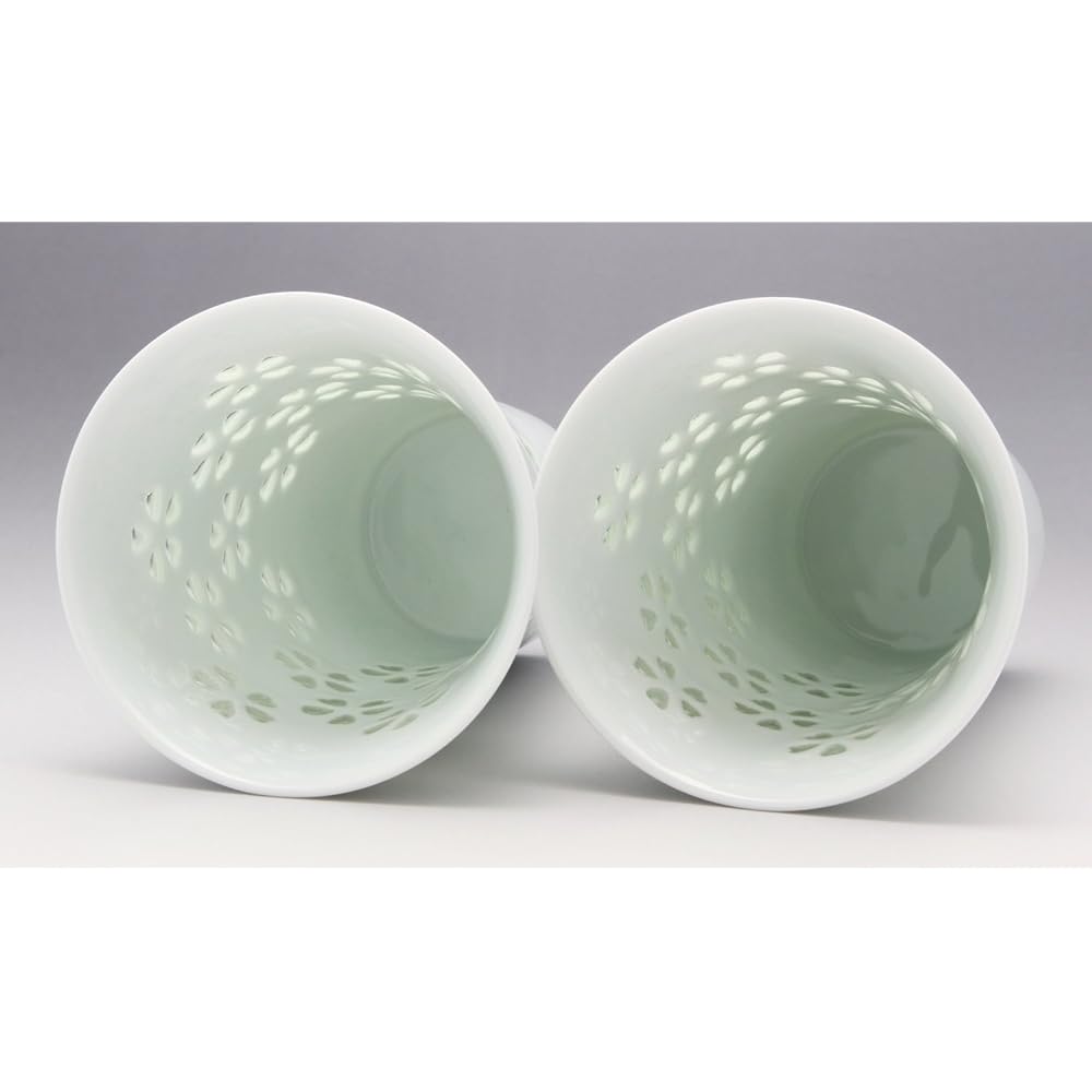 Saisei Pottery Beer Glass Mug White 170ml Hasami Ware Crystal Engraved Beer Cup Pair Hanazume