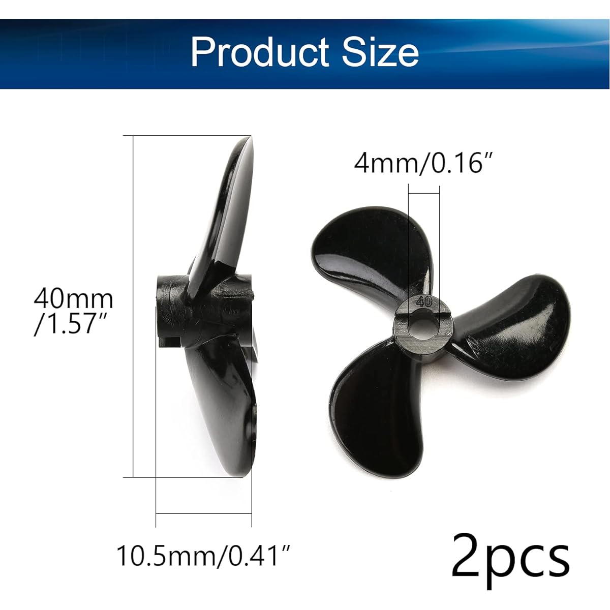 Heyiarbeit 3-Blade Propeller for Marine Models RC Boat Propeller Model Black Plastic Positive Paddle and Propeller Reverse 40mm Diameter 10.5mm Height 1.4 Pitch 4mm Hole Diameter