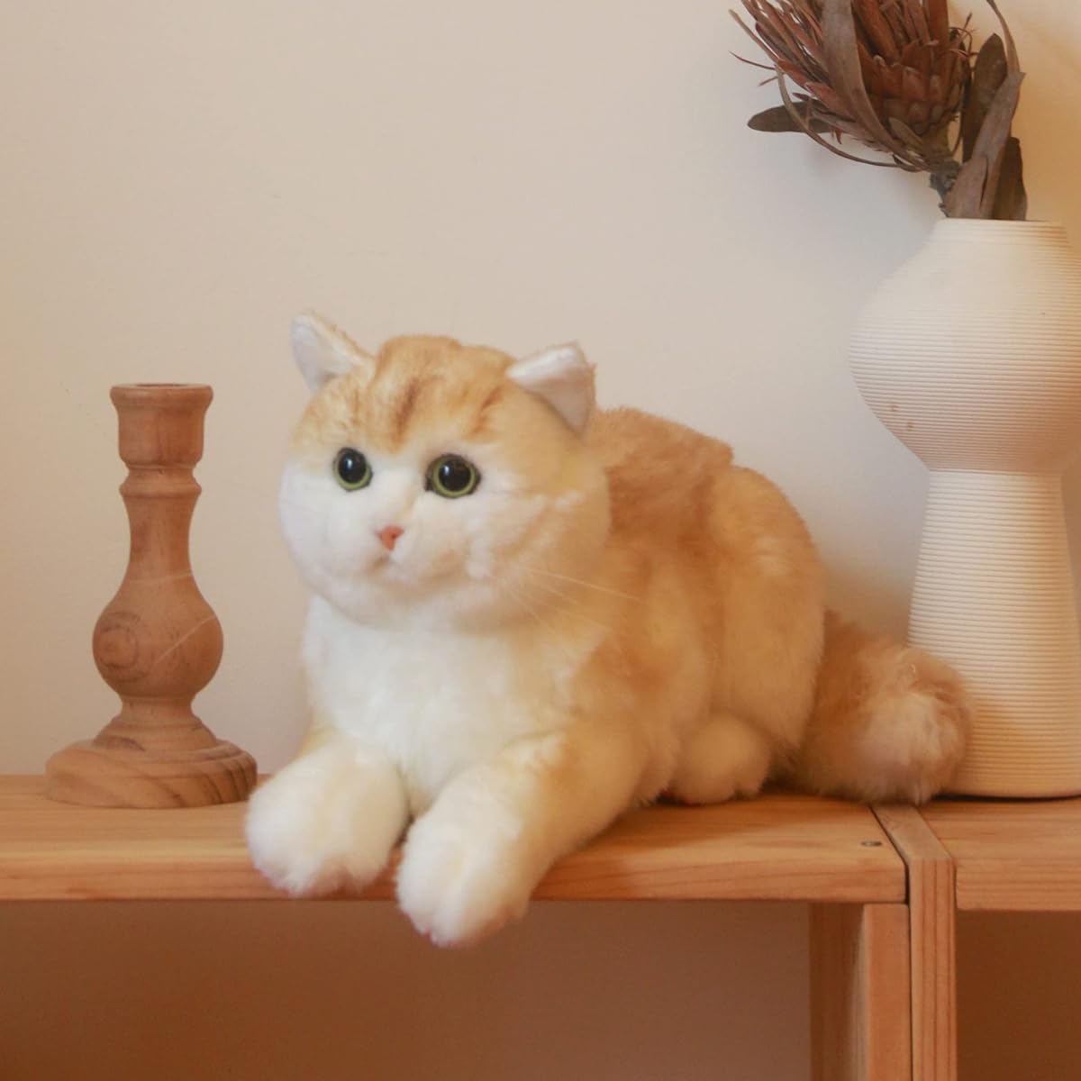 Chongker Cat Plush Toy, Realistic, Lifelike, Handmade, Soft to the Touch, Cute and Soothing Cat, Plush Toy for Cat Lovers, Moms, Children, and the Elderly, Birthday and Anniversary Gift (Orange)