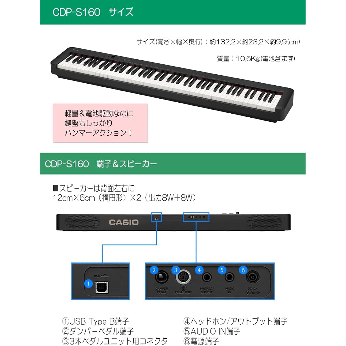 CDP-S160 standard accessories set electronic piano CDP-S160BK