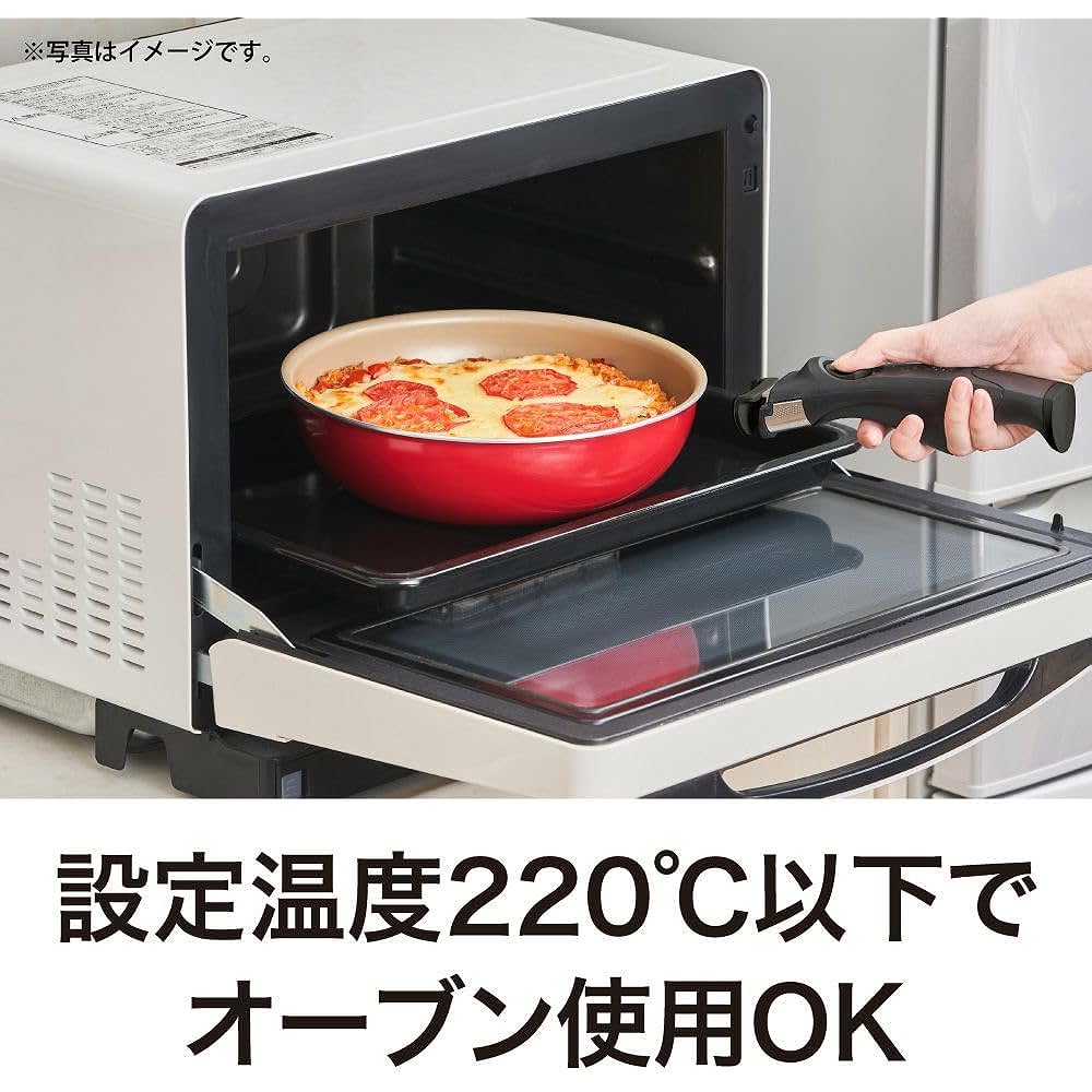 Evercook Frying Pan 28cm IH Compatible Gas Fire Compatible Selectable Series Removable Handle Red Doshisha